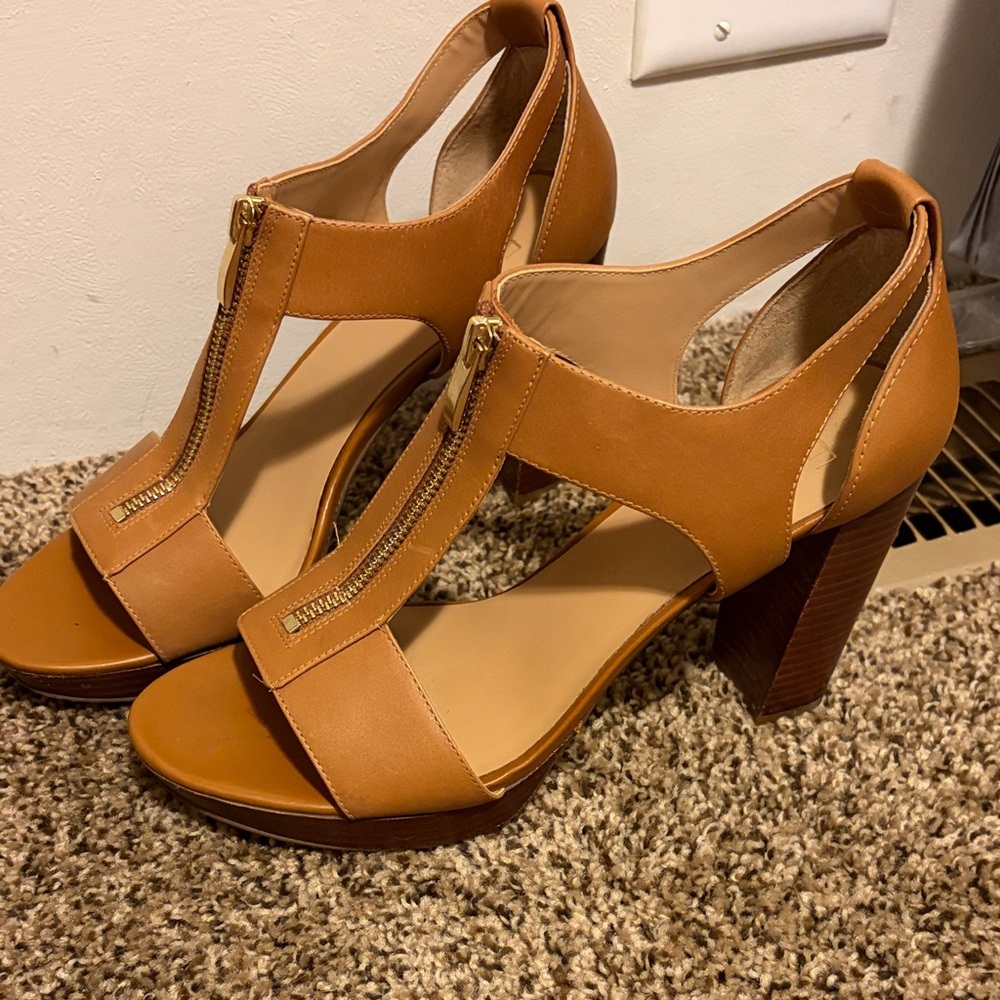 Franco Sarto Tan Block Heel Sandals